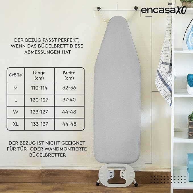 Encasa XO Ironing Board Cover and Pad 28"x12" - Image 6