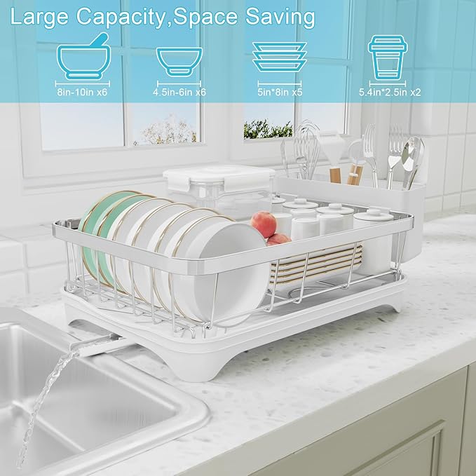Dish Drying Rack 304 Stainless Steel Dish Racks, Adjustable Spout Auto-Draining - Image 8