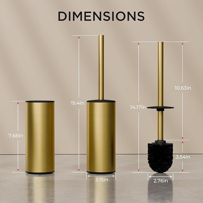 FORIOUS Toilet Brush and Holder Set, 304 Stainless Steel Long Handle and Heavy - Image 2