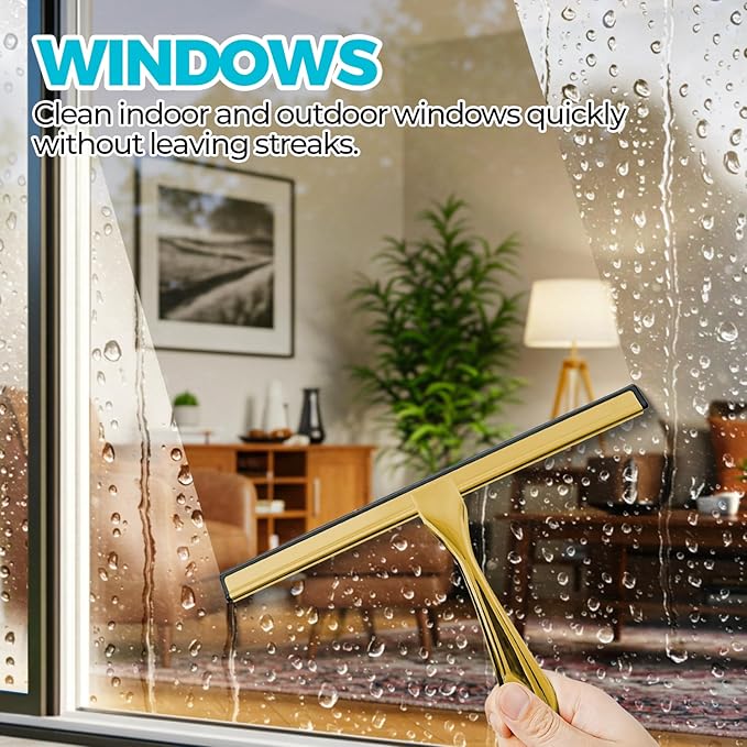 2PACK 10-Inch Golden All-Purpose Shower Squeegee - Image 5