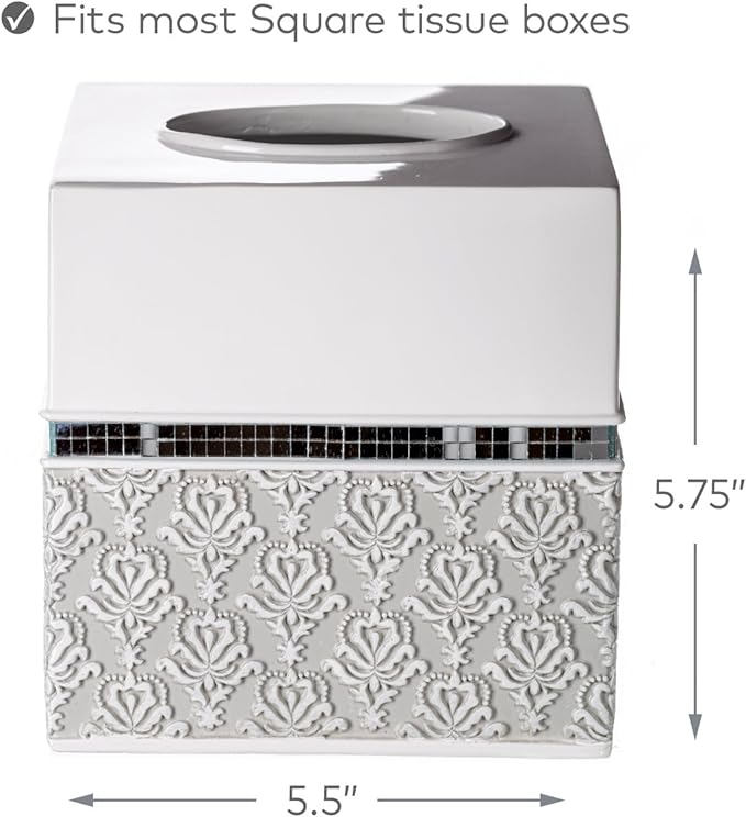 Creative Scents Mirror Damask Square Tissue Box Cover - Image 5