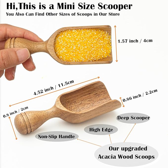 Wooden Scoops for Canisters 3PCS Wooden Scoop for Jars Acacia Mini Measuring - Image 2
