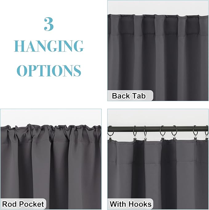 RYB HOME Small Window Curtains Blackout, Privacy Thermal Insulating Drapes - Image 6