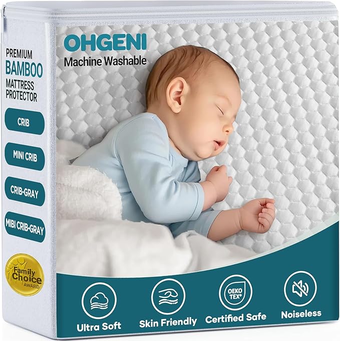 OhGeni 100% Waterproof Mattress Protector, Crib Size, Fitted Sheet by OhGeni