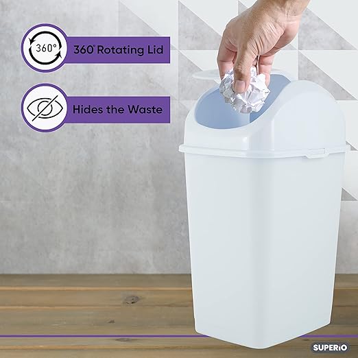 Superio Small Plastic Trash Can - Image 3