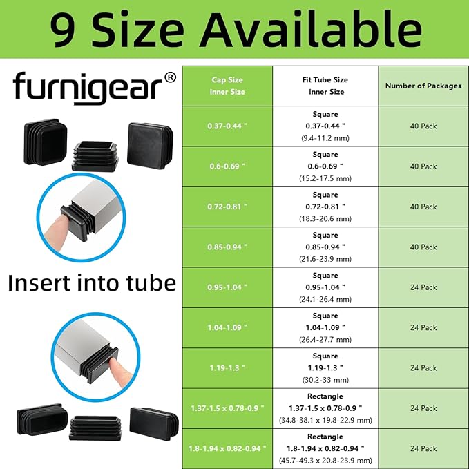 Furnigear Plastic Plugs Tubing End Cap Chair End Caps Outside Bottom Tubing - Image 3