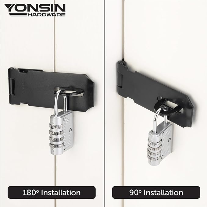 4" Door Padlock Safety Hasp Latch 2 Pcs, Door Hasp Clasp Lock Gate Shed Hasp - Image 4