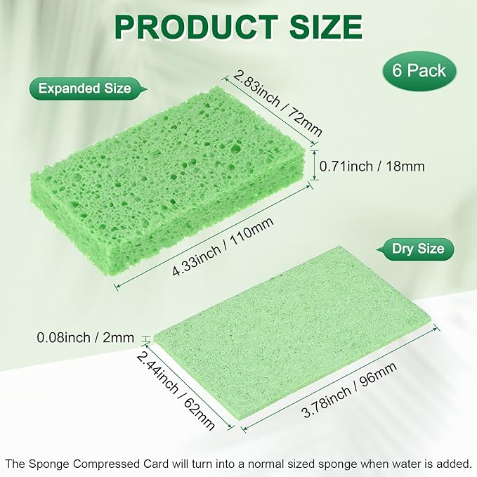 6-Pack Kitchen Sponges, Condense Eco Cellulose Non-Scratch Scrub Heavy Sponge - Image 3