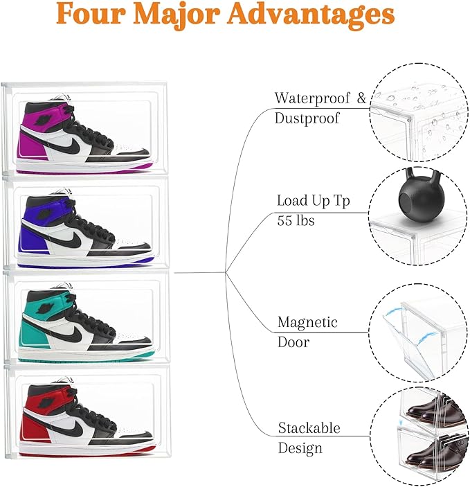 8 Pack Shoes Box Display Case Thicken Shoe Organizer Stackable Boxes - Image 7