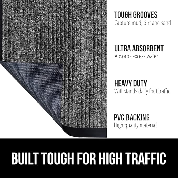 GORILLA GRIP Traffic Guard Door Mat, 2 Pack, Heavy Duty Waterproof Doormat - Image 2