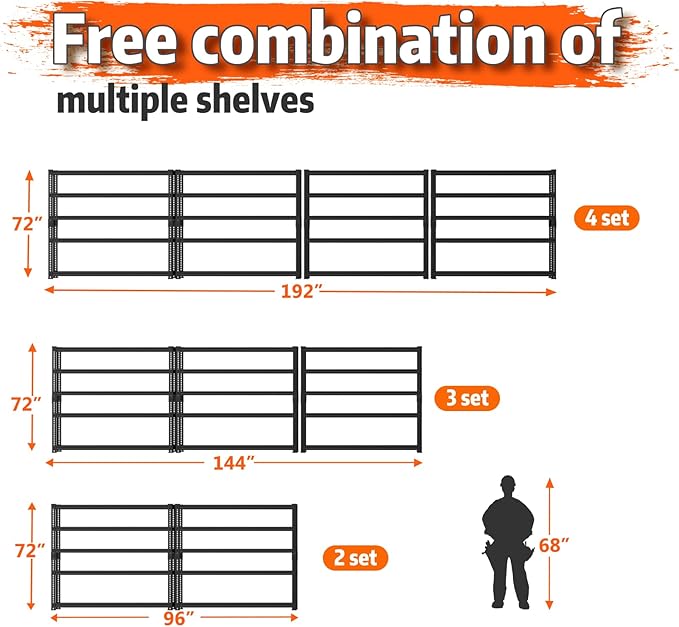 Storage Shelves Heavy Duty 2 PCS, 5-tier Adjustable Metal Industrial Utility - Image 7