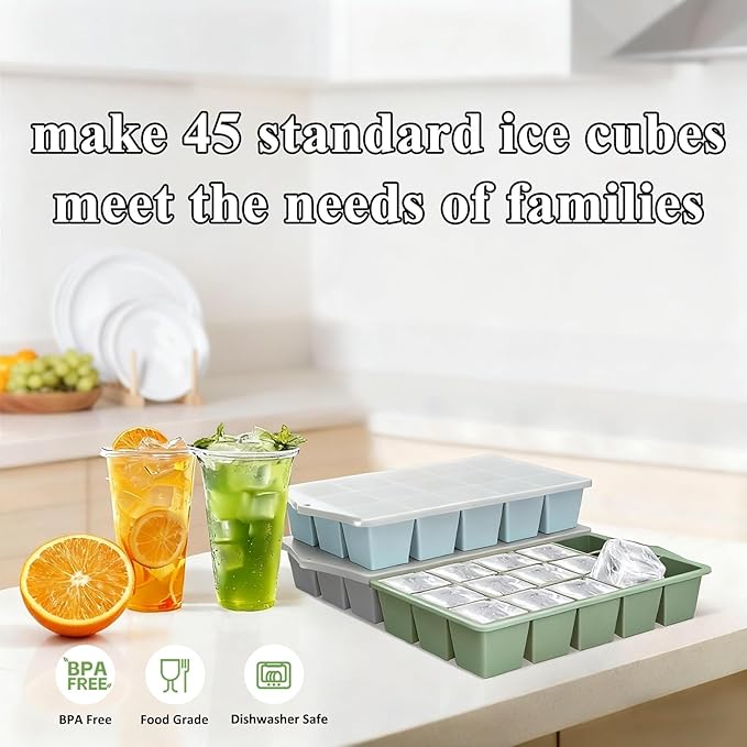 Silicone Ice Cube Tray, 3 Pack Easy-Release Stackable Ice Trays - Image 7