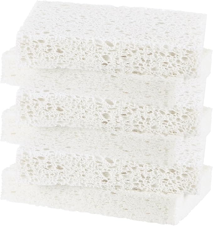 6-Pack Kitchen Sponges, Condense Eco Cellulose Non-Scratch Scrub Heavy Sponge by MMETERXITY