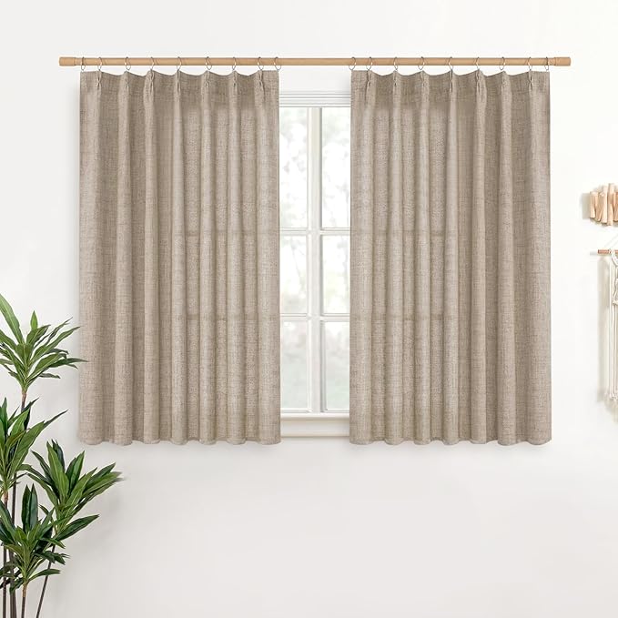 YoungsTex Oatmeal Linen Curtains 36 Inch Length by YoungsTex