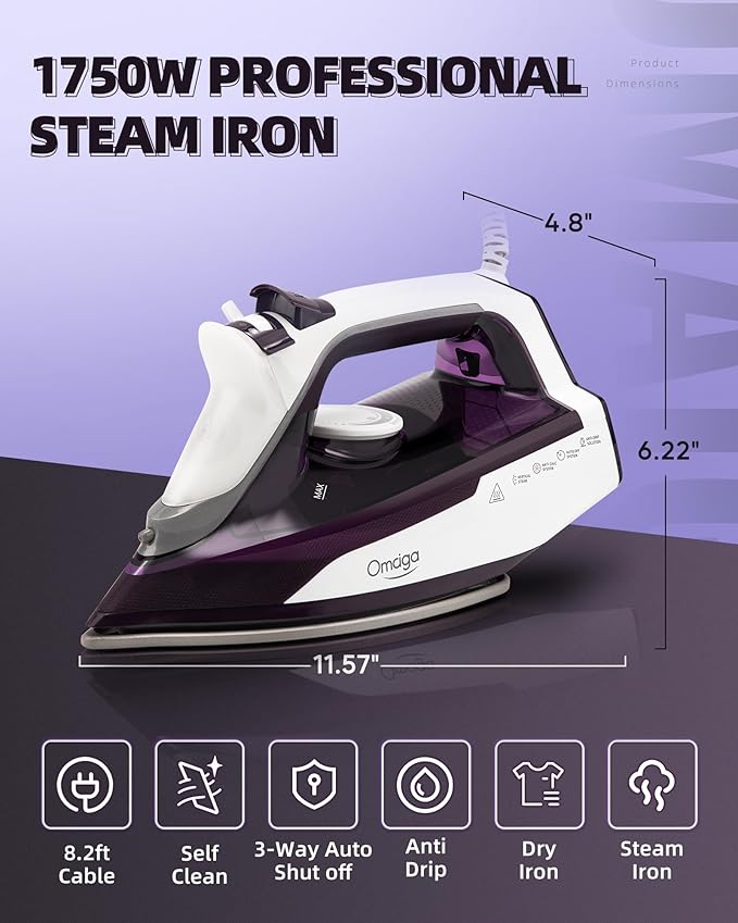 Steam Iron for Clothes - 1750W Iron - Image 3