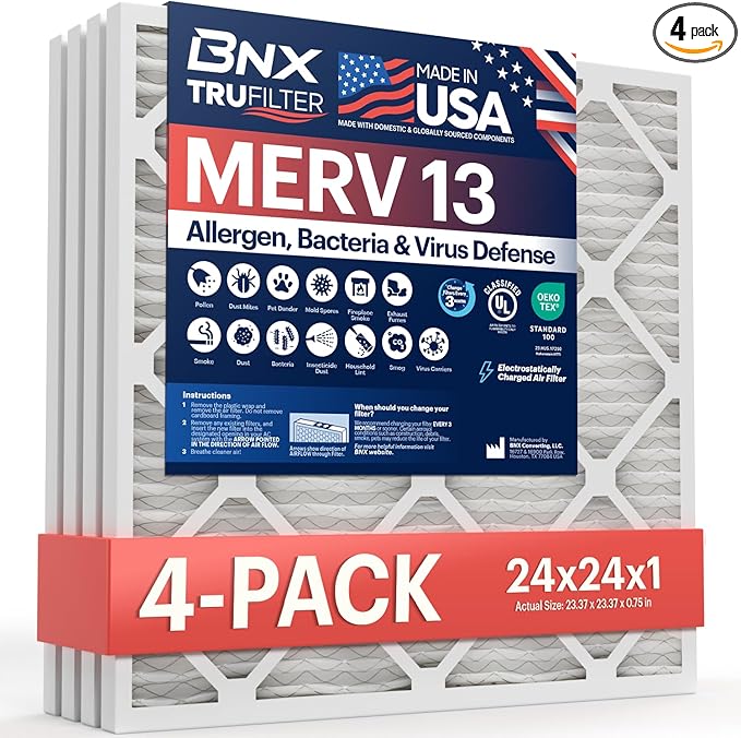 BNX TruFilter 24x24x1 Air Filter MERV 13 by BNX