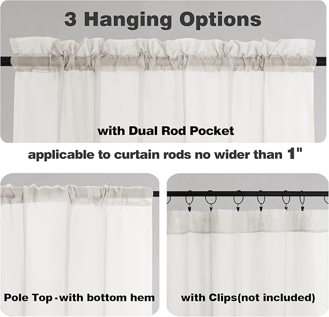 Chyhomenyc Sheer Window Valance Curtains, Light Filtering Valances Windows - Image 3