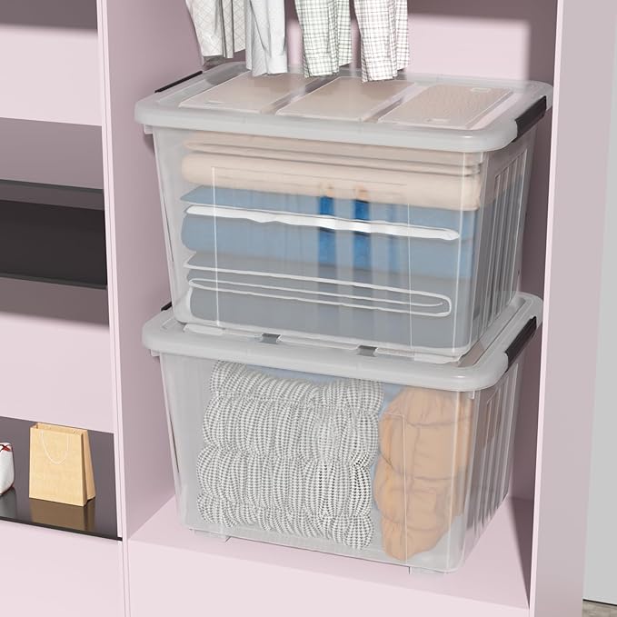 70 Quart Large Clear Storage Bins, Plastic Storage Box - Image 5