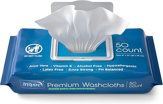 Inspire Adult Wet Wipes, Wash Cloths | Adult Wipes - Image 2