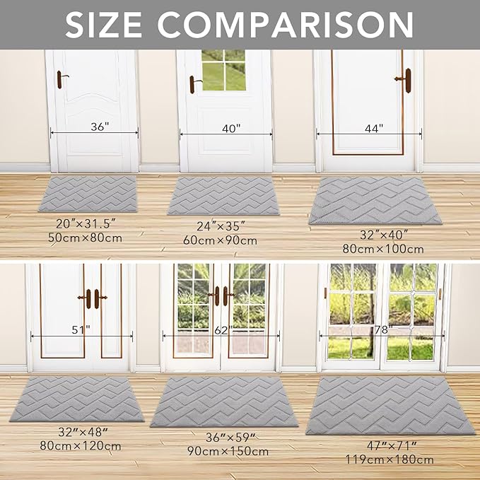 hicorfe Indoor Doormat, Front Back Door Mat TPR Backing Non Slip Mats 20"x31.5" - Image 3