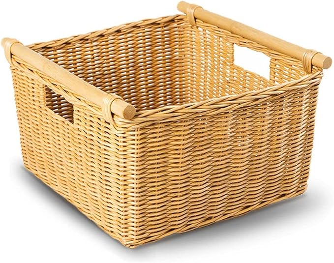 The Basket Lady Deep Pole Handle Wicker Storage Basket, Extra Large, 17.5 in L by TheBasketLady