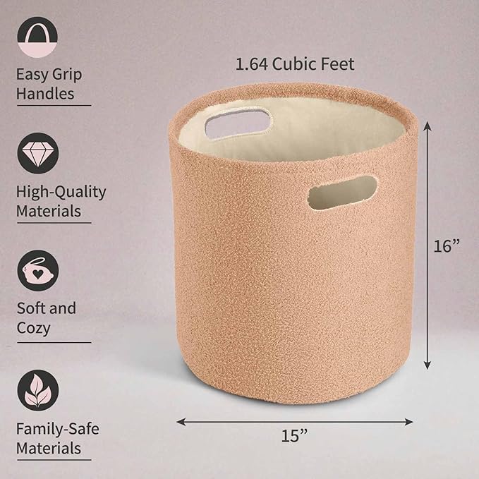 PUTSKA Basket –Round Storage for Clothes – Soft Baby Girl Basket for Nursery - Image 3