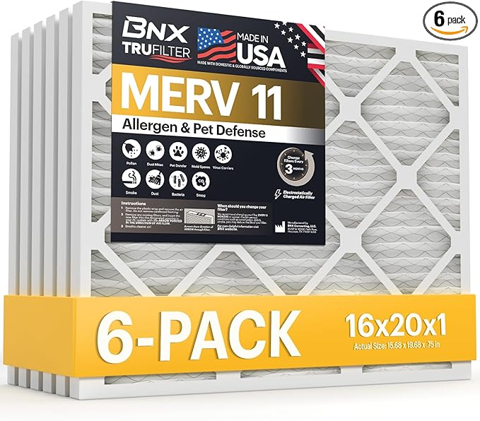 BNX TruFilter 16x20x1 Air Filter MERV 11 by BNX