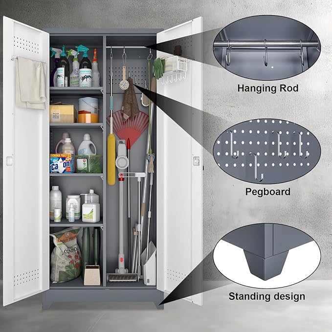 Broom Storage Cabinet, Metal Cabinet - Image 5
