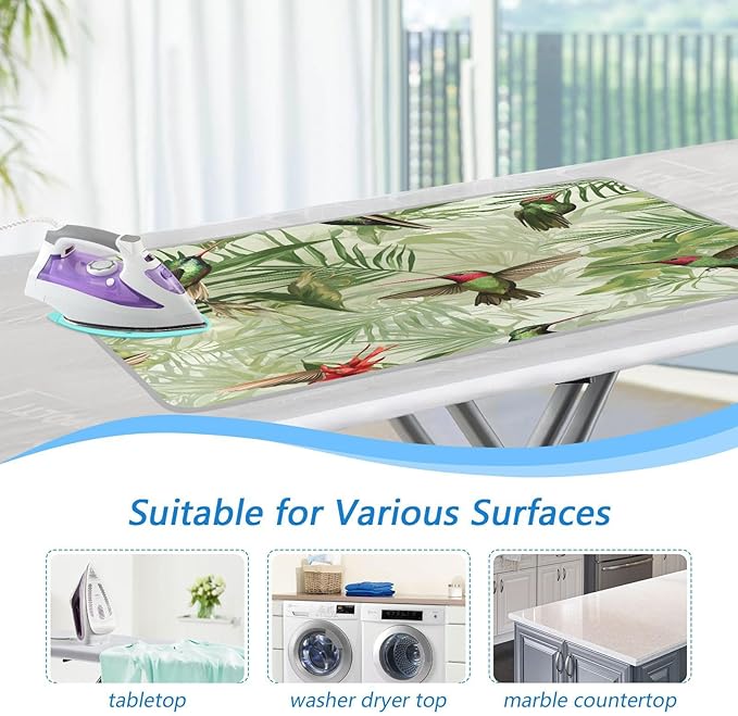 Green Anna Hummingbird and Palm Leaves Ironing Mat Thickened Ironing Blanket - Image 5