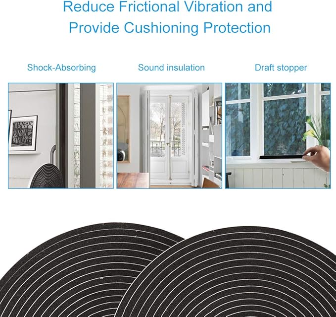 2 Rolls Foam Tape Weatheratrip for Door Window Insulation, Single Sided Foam - Image 6