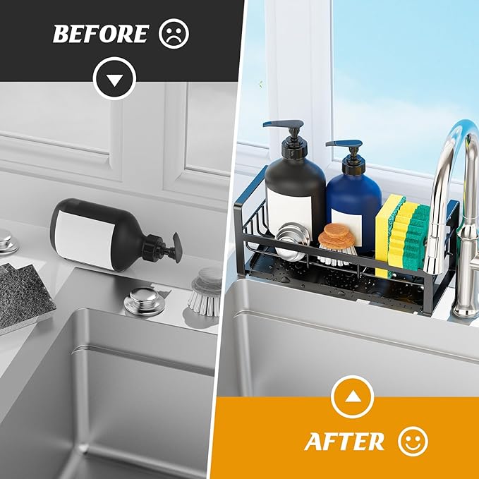Sponge Holder for Kitchen Sink, Stainless Steel Kitchen Sink Organizer - Image 6