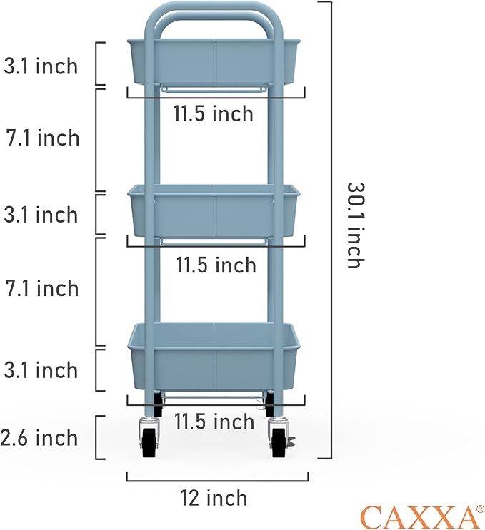 CAXXA 3-Tier Rolling Metal Storage Organizer - Image 3