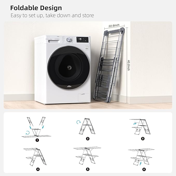 Clothes Drying Rack, Foldable 2-Level Laundry Racks - Image 5