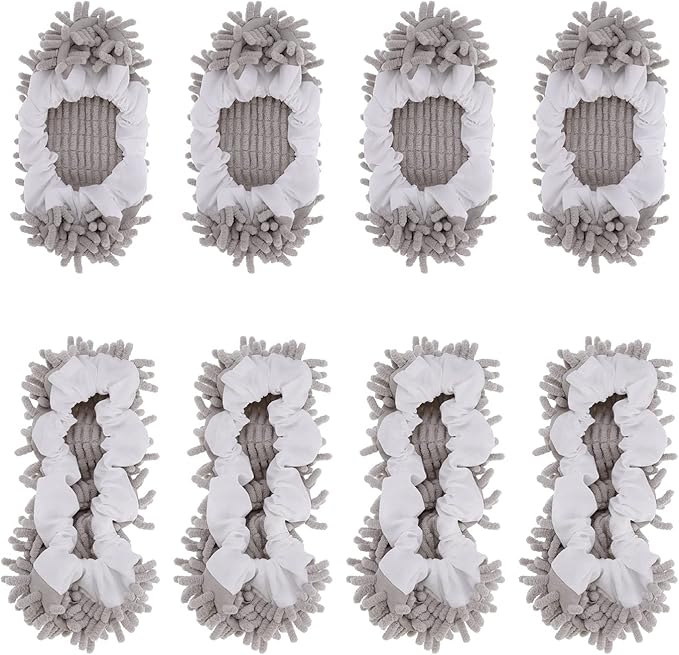 8 Pcs Mop Slippers Socks Floor Cleaning, Microfiber Shoe Covers dust Washable by WellMall