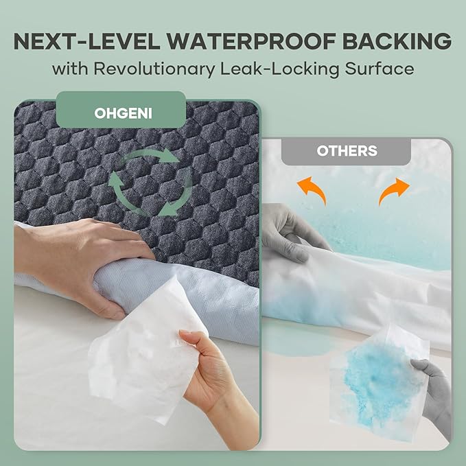 OhGeni 100% Waterproof Mattress Protector, Twin XL-Gray Size Mattress Pad - Image 2