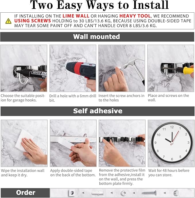 2 Pack Mop and Broom Holder Wall Mount, 5 Racks and 4 Hooks Broom Organizer - Image 5