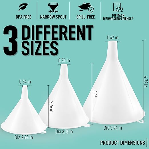 Zulay Kitchen 3-Piece Plastic Funnel Set - Image 3