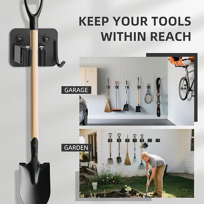Broom Holder Wall Mount with Screws Broom and Mop Organizer Wall Hanging - Image 3