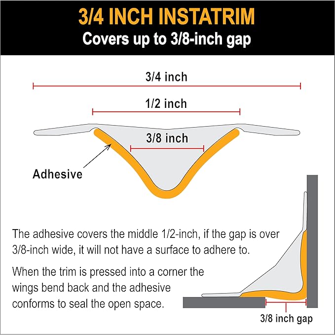 InstaTrim New & Improved Caulk Trim -10ft Ivory 3/4" Wide Caulk Tape - Image 3
