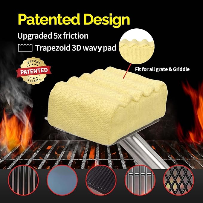 Grill Brush Bristle Free, Aramid Fiber Wavy Pad Seamless-Fit Cast - Image 4