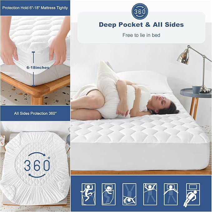 GRT Twin Mattress Protector Waterproof, 100% Waterproof Quilted Fitted Mattress - Image 5