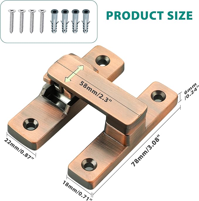 90/180 Degree Flip Latch Gate Latch, Heavy Duty Black Safety Door Lock Enhanced - Image 2