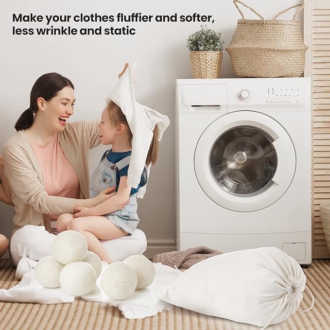 Roowest 60 Pcs Wool Dryer Balls Set Reusable Laundry Wool Balls - Image 7