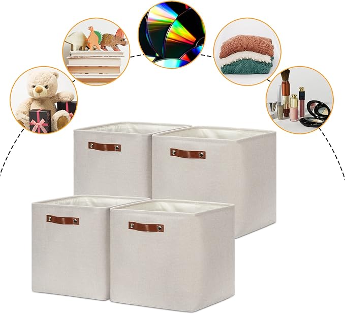DULLEMELO Storage Bins, 4 Pack Of 13x13x13 Decorative Storage Cube Bins Suit - Image 2
