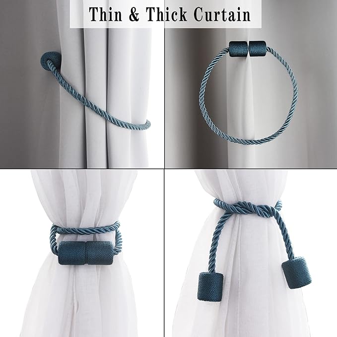 6 Pack Blue Strong Magnetic Curtain Tiebacks Outdoor Elegant Decorative Tie - Image 5