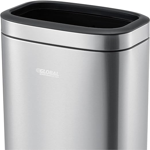 Global Industrial 8 Gallon Stainless Steel Slim Open Top Receptacle - Image 5