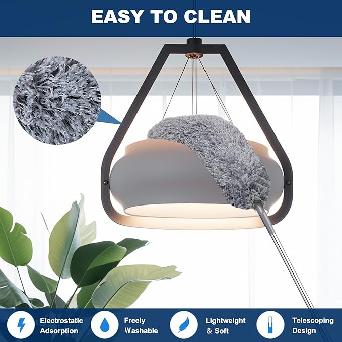 100 Inch Retractable Gap Dust Cleaner Cleaning Tools & Microfiber Feather - Image 6
