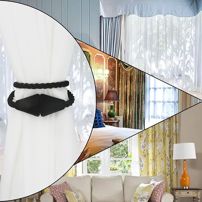 4 Pack Magnetic Curtain Tiebacks Rope Modern Handmade Curtain Tie Backs - Image 6