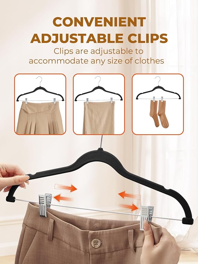HOUSE DAY Velvet Skirt Hangers 24 Pack, Space Saving Slim Shorts Hanger - Image 7