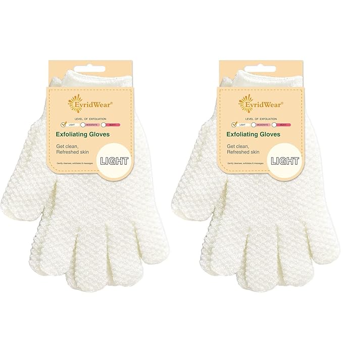 Evridwear Exfoliating Gloves for Shower, 100% Nylon Thick Soft Medium Heavy by Evridwear